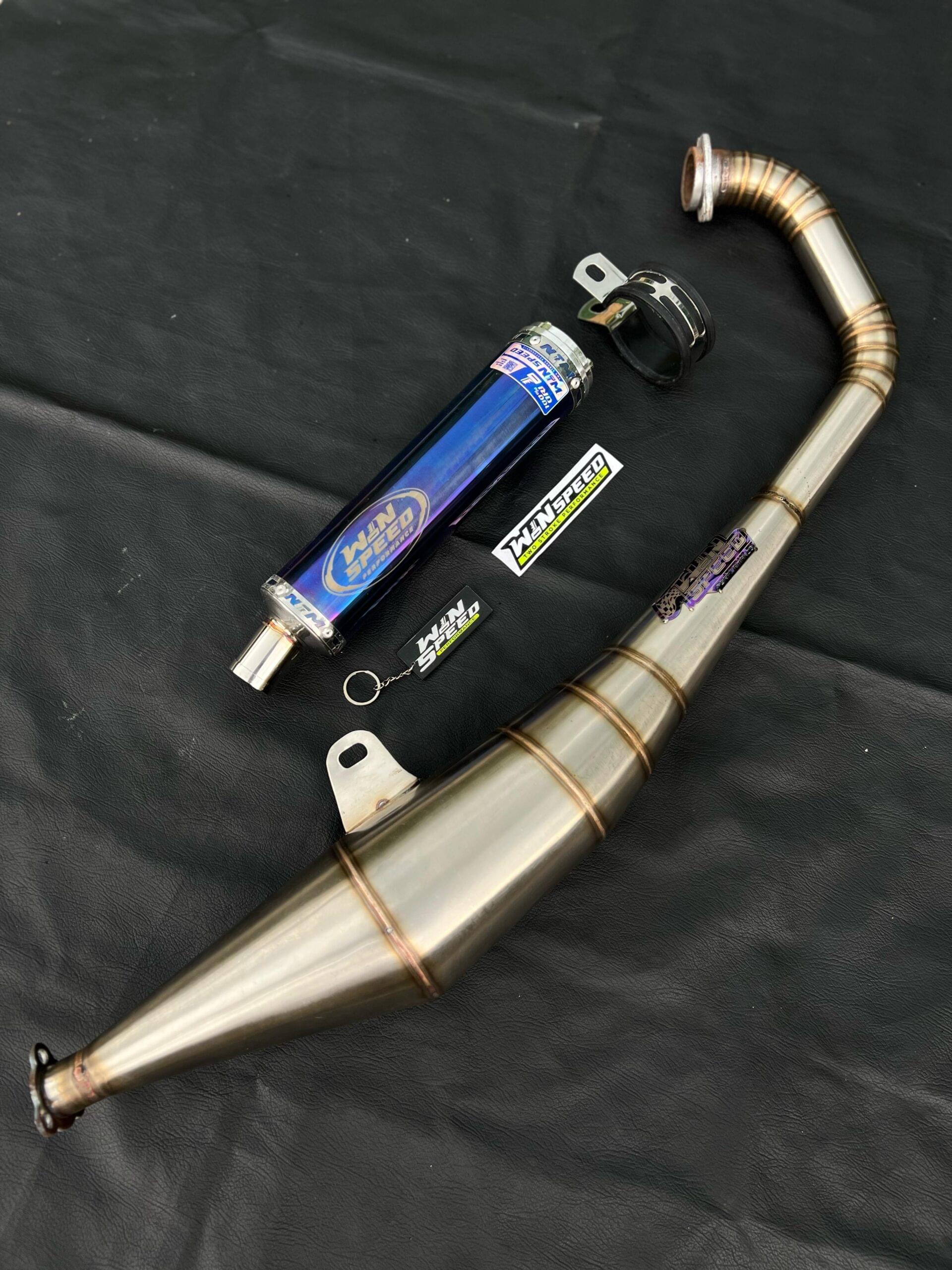 Fullsystem Silencer Stainless Half Blue & Purple, Exhaust Chamber Stainless undercarriage model , YAMAHA 125z,125zr - Image 2