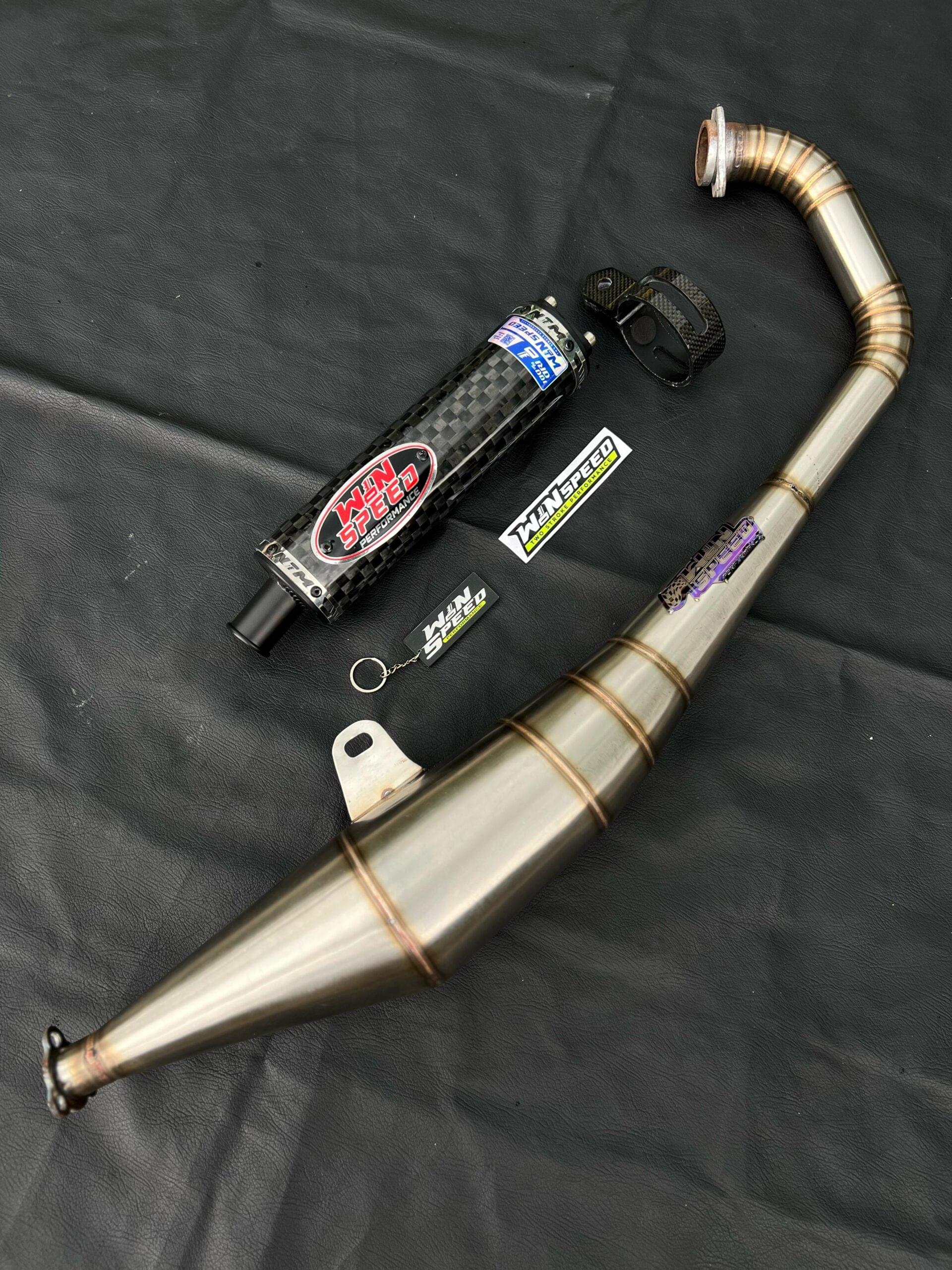 Fullsystem Silencer Carbon Plain Doff & Spreadtow, Exhaust Chamber Stainless undercarriage model , YAMAHA 125z,125zr - Image 2