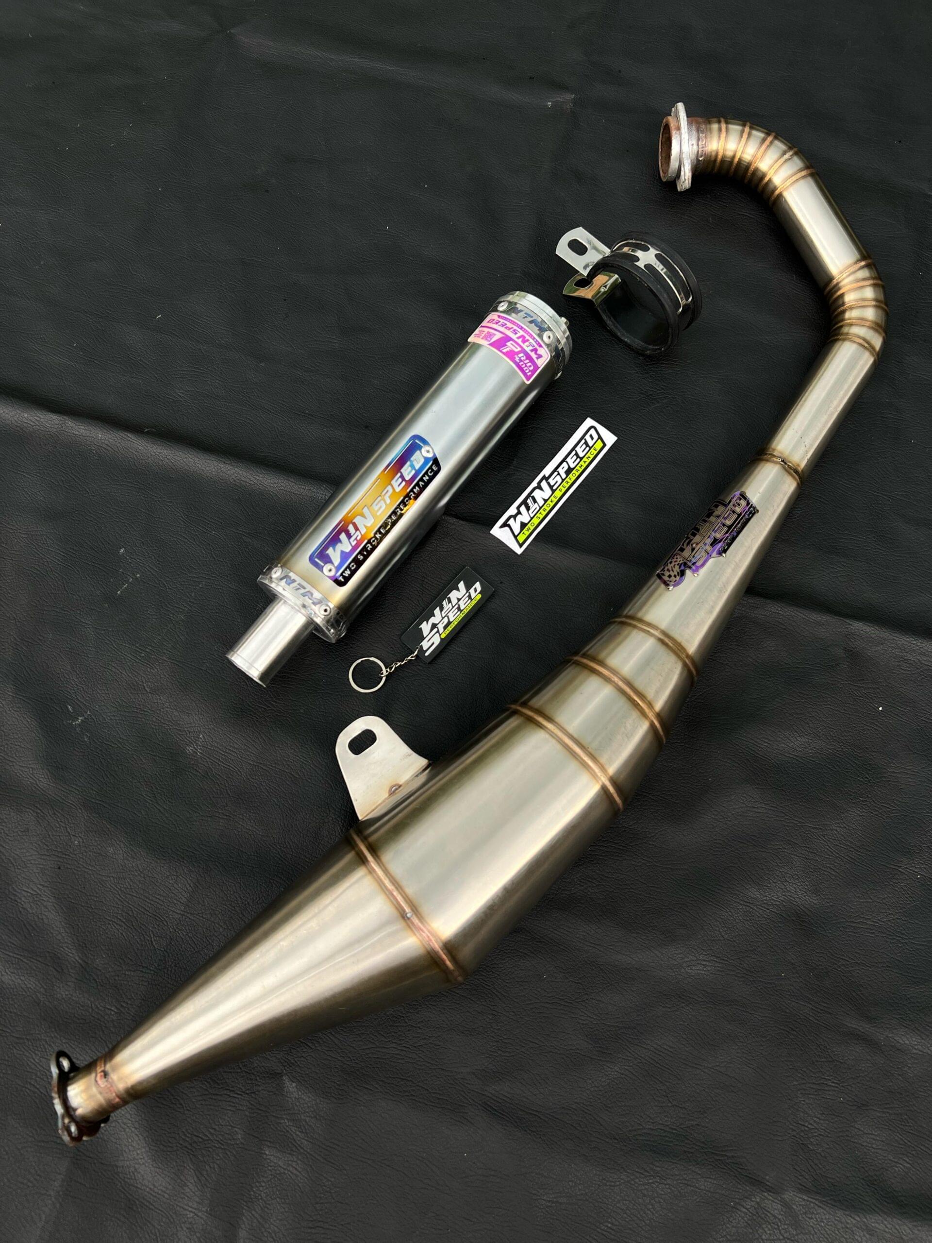 Fullsystem Silencer Stainless Half Blue & Purple, Exhaust Chamber Stainless undercarriage model , YAMAHA 125z,125zr - Image 3