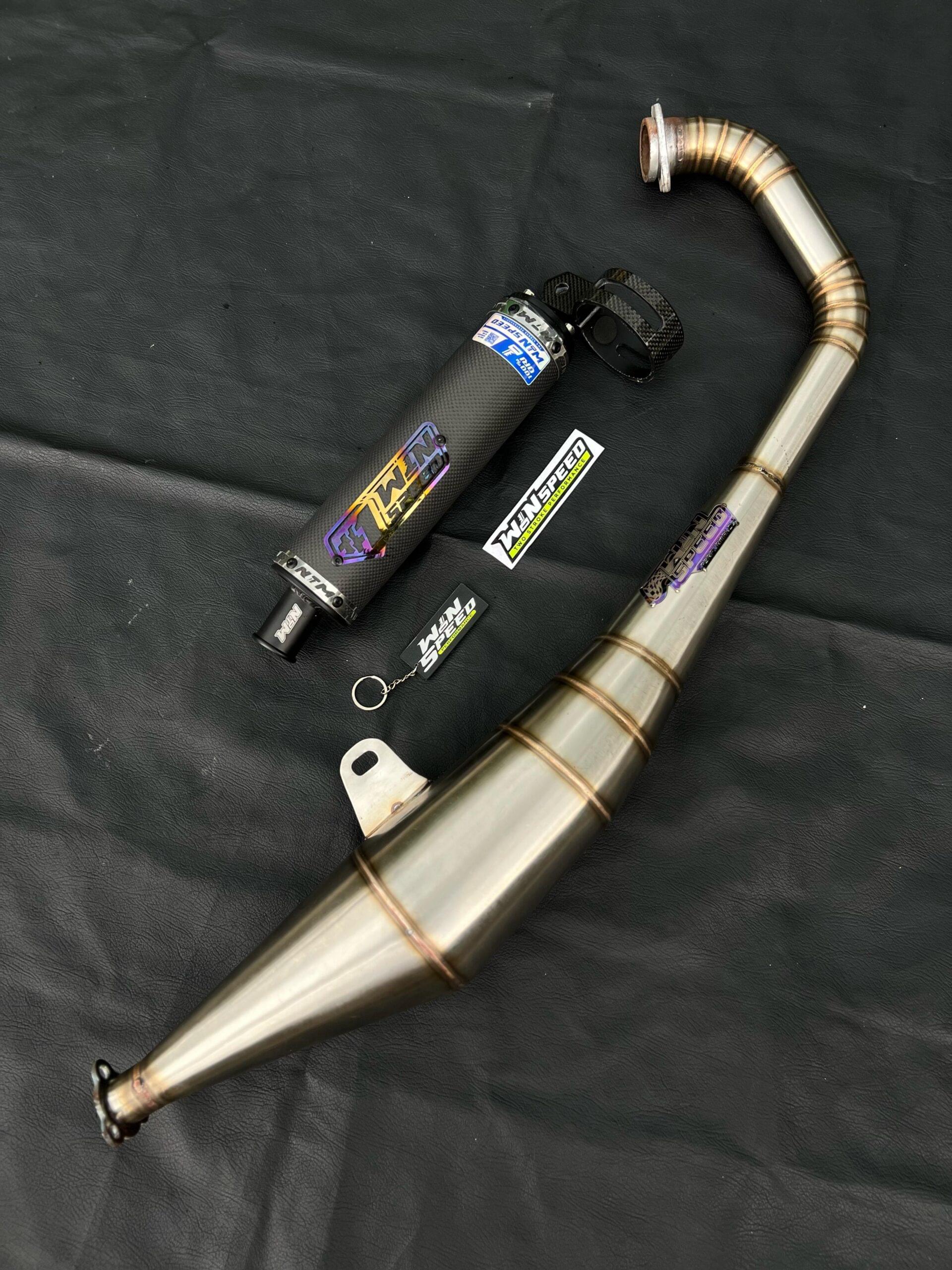 Fullsystem Silencer Carbon Plain Doff & Spreadtow, Exhaust Chamber Stainless undercarriage model , YAMAHA 125z,125zr - Image 3